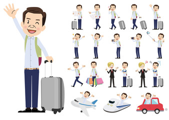 Set of men traveling