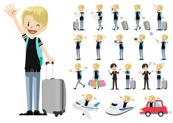 Set of men traveling