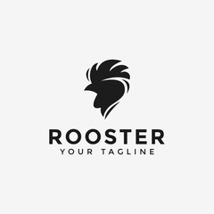 Abstract Rooster Chicken Head Logo Design Template