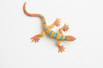 Naklejka premium lizard shaped rubber toy in color background