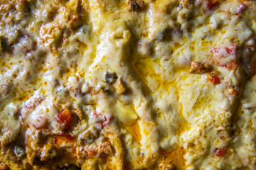 Close-up lasagna with cream cheese.