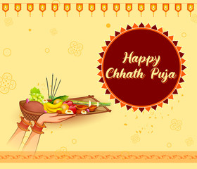 illustration of Happy Chhath Puja Holiday background for Sun festival of India