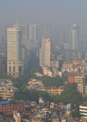 Obraz premium Guangzhou city under threat of coronavirus