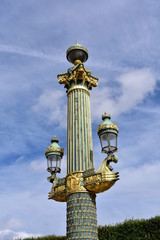 Fototapeta na wymiar Streetlight at Place de la Concorde. Paris, France.