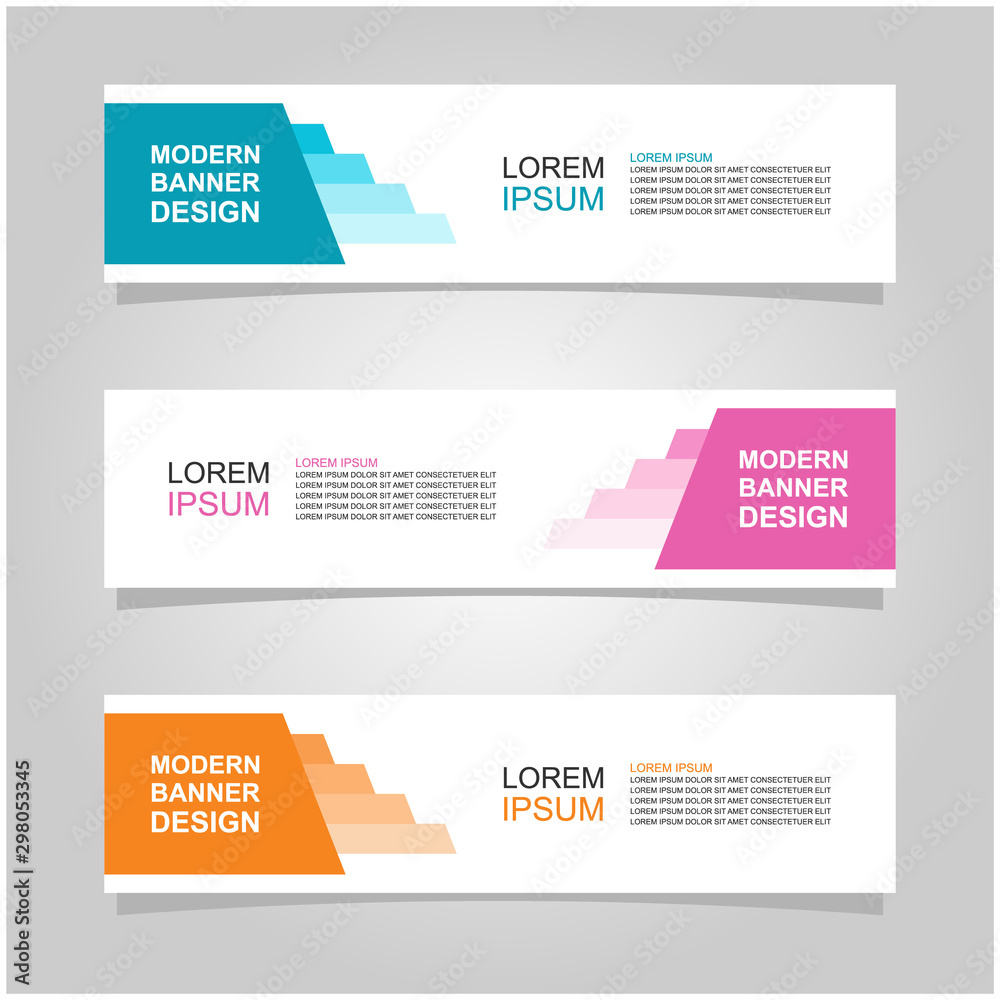 Wall mural vector abstract banner design web template set of 3. abstract geometric background used for letterhe