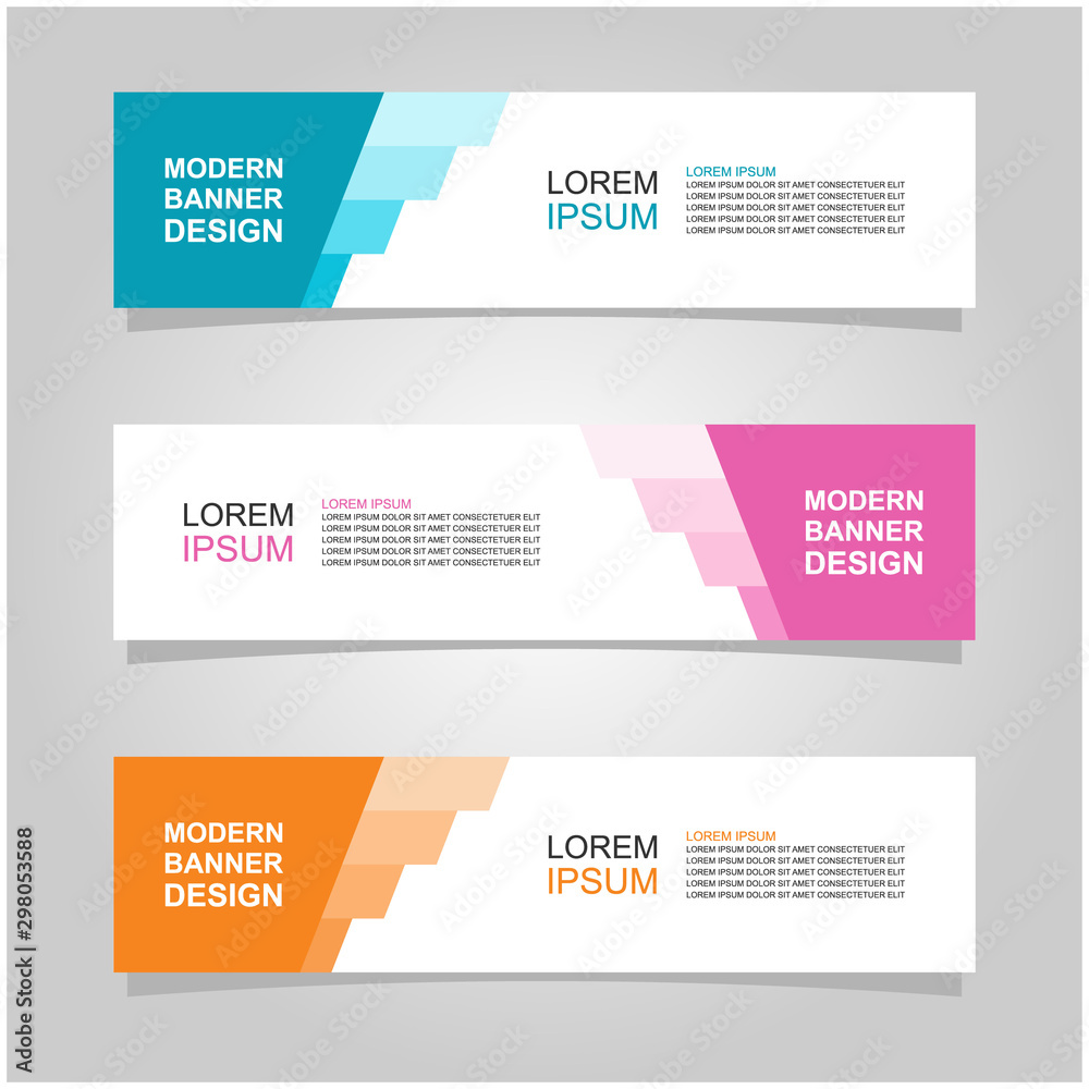 Wall mural vector abstract banner design web template set of 3. abstract geometric background used for letterhe