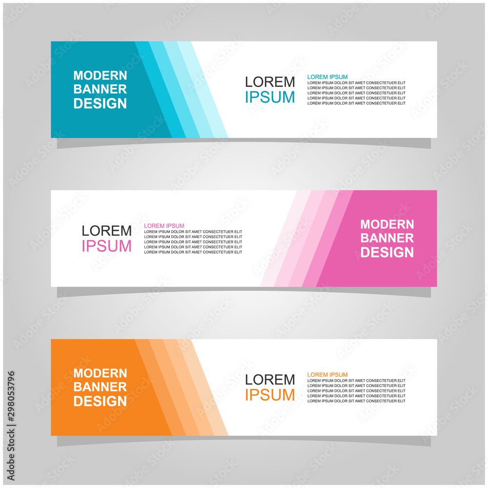 Wall mural vector abstract banner design web template set of 3. abstract geometric background used for letterhe