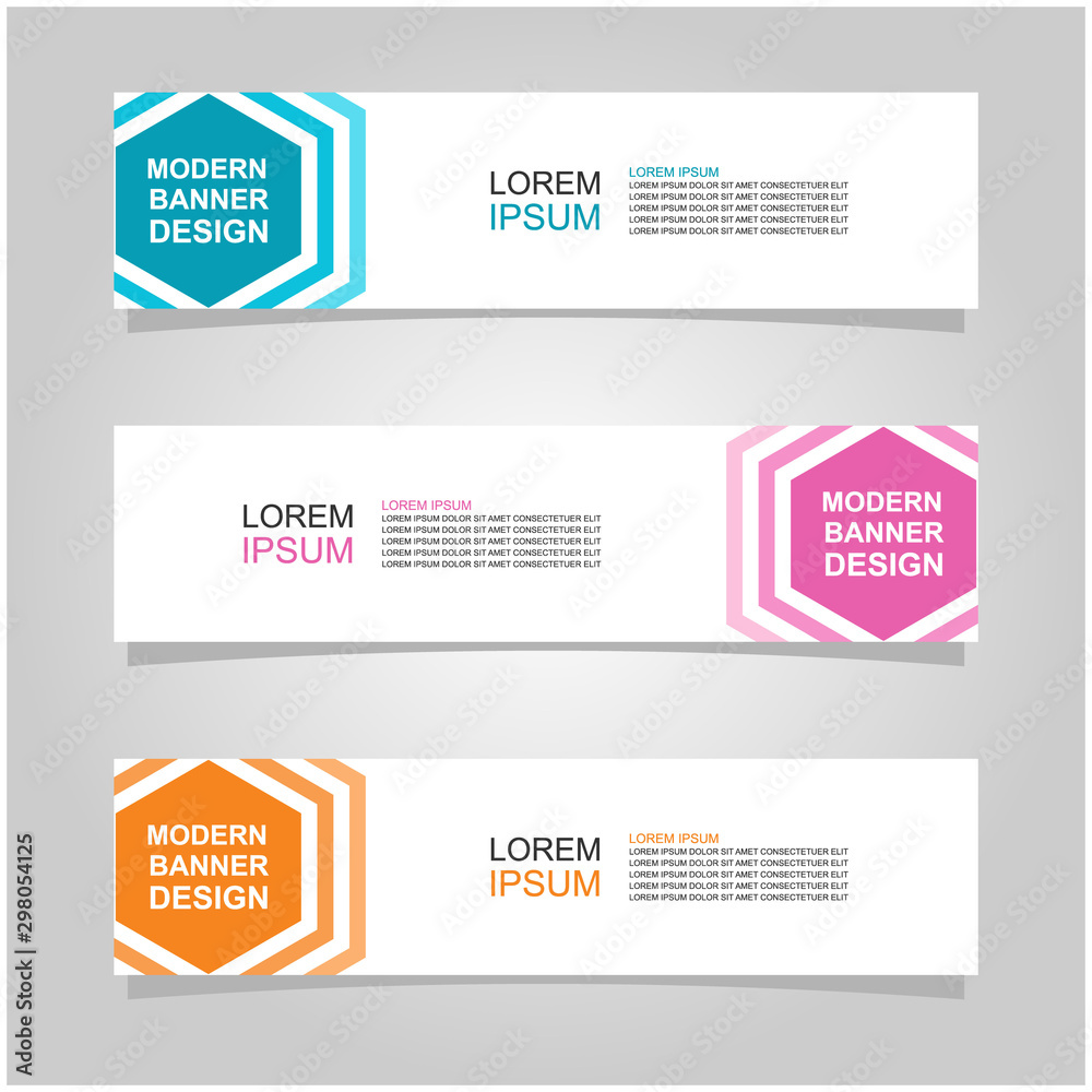 Wall mural vector abstract banner design web template set of 3. abstract geometric background used for letterhe