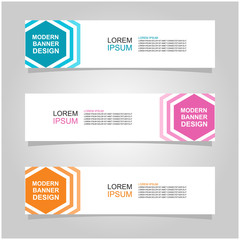 Vector abstract banner design web template set of 3. Abstract geometric background used for letterhead, header, footer, layout, landing page and print media