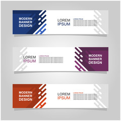 Vector abstract banner design web template set of 3. Abstract geometric background used for letterhead, header, footer, layout, landing page and print media