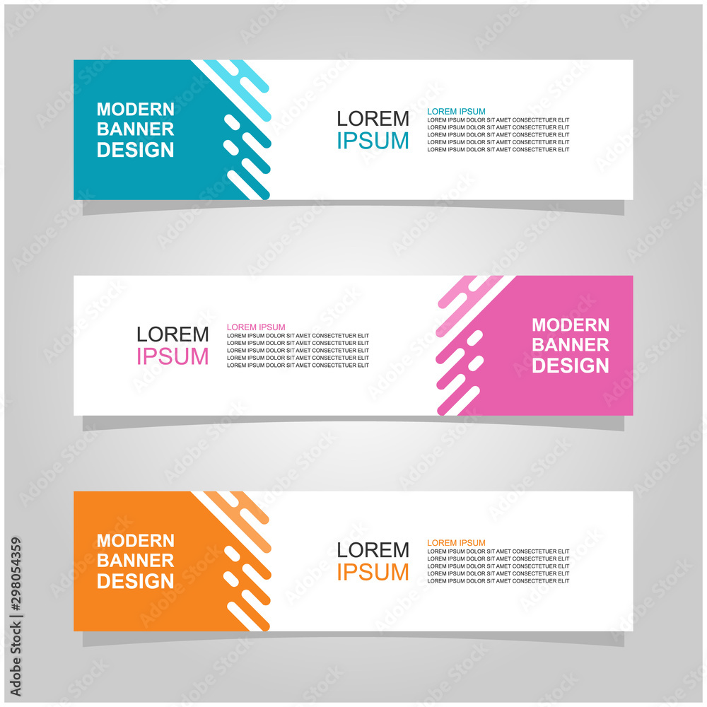Wall mural vector abstract banner design web template set of 3. abstract geometric background used for letterhe
