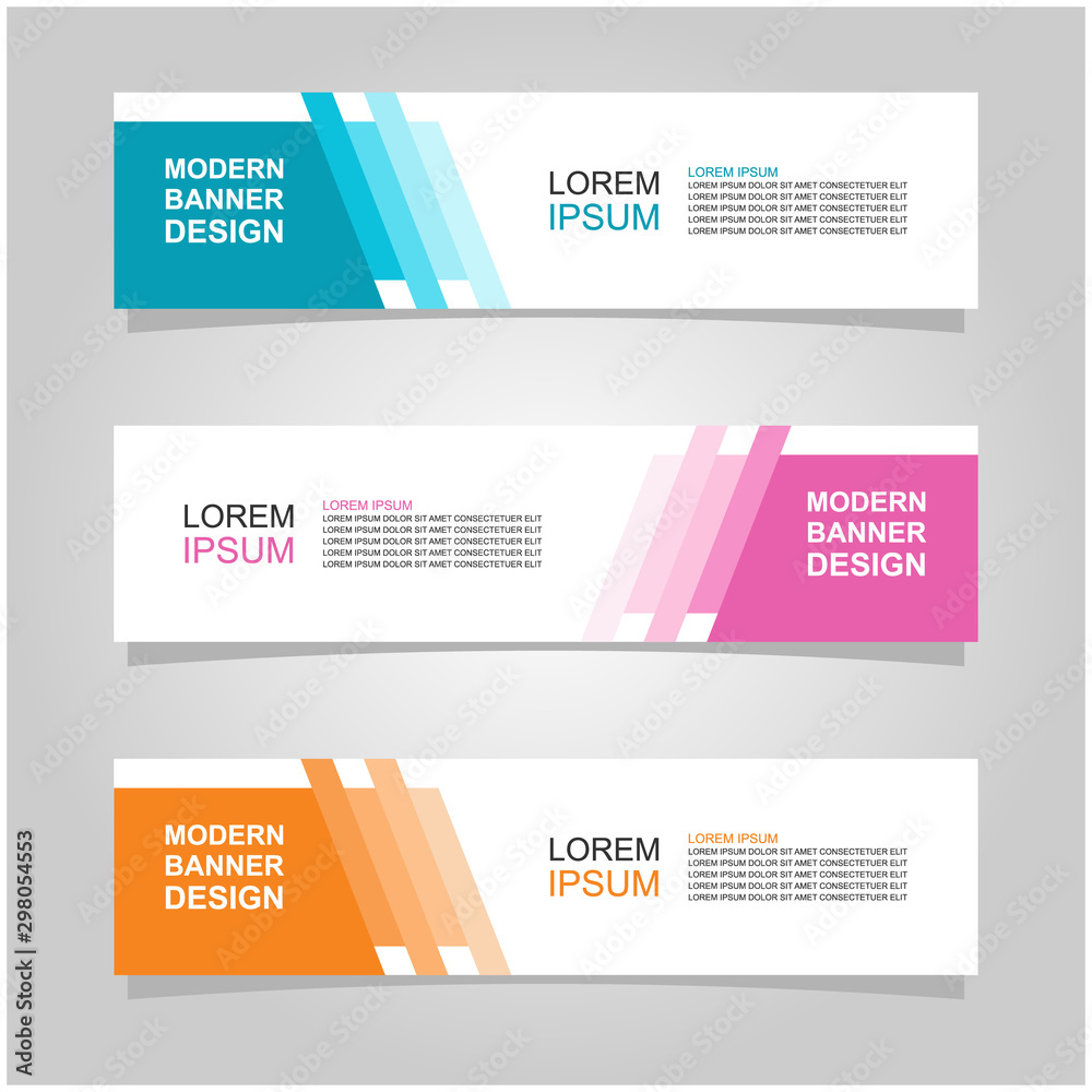 Wall mural vector abstract banner design web template set of 3. abstract geometric background used for letterhe