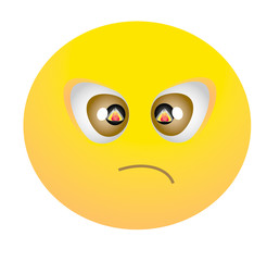 very angry smiley whith fire in the eyes