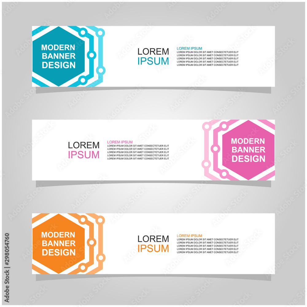 Wall mural vector abstract banner design web template set of 3. abstract geometric background used for letterhe