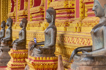Fototapeta premium The Architecture and Ancient Buddha image and Sculpture Detail of (Hor Pha keo Museum).Haw Pha Kaew Museum in Vientiane, Laos.