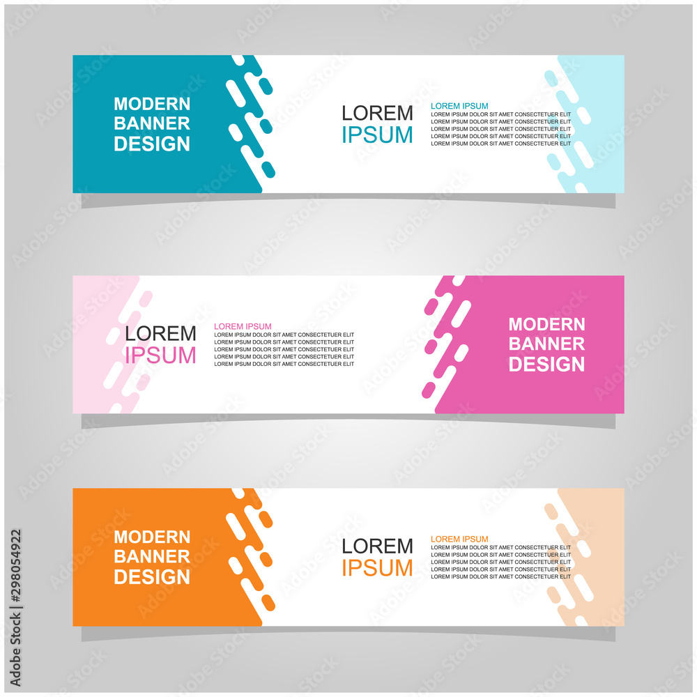 Wall mural vector abstract banner design web template set of 3. abstract geometric background used for letterhe