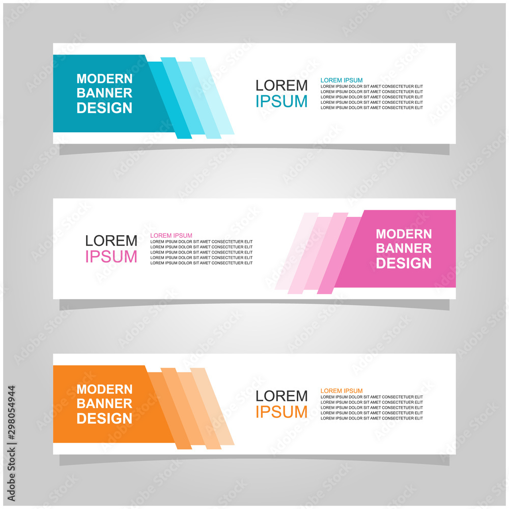 Wall mural vector abstract banner design web template set of 3. abstract geometric background used for letterhe