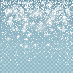 Vector illustration of falling christmas shining on transparent background