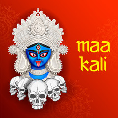 illustration of Goddess Kali Maa on Diwali Kali Pooja background of India festival