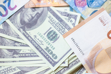 US dollar money around with Euro money