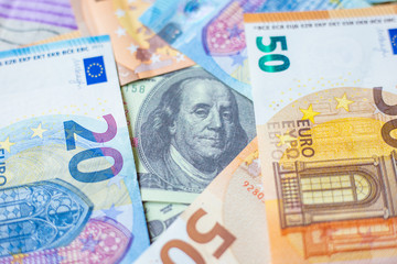 US dollar money around with Euro money