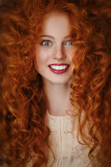 Fototapeta premium girl with loose curly hair