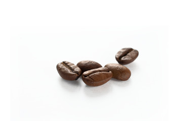 roasted coffee beans isolated on white background