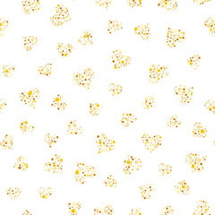 Heart gold glitter seamless pattern design. Wedding, birthday or Happy Valentine’s day  background