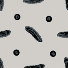 Seamless pattern with hand drawn stylized cucumber