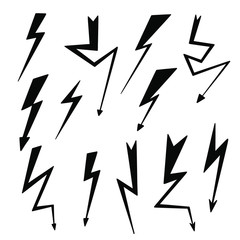 Lightning vector set isolated . Simple icon storm or thunder and lightning strike isolated 