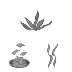 Isolated object of plant and weed logo. Collection of plant and sea stock vector illustration.