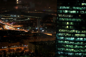 Buildings made of glass and concrete. Skyscrapers in the city.