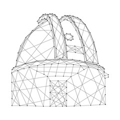 Observatory dome from abstract futuristic polygonal black lines and dots. Vector illustration. - obrazy, fototapety, plakaty