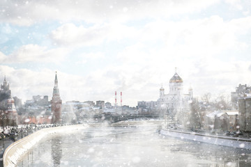Winter landscape in the Russian capital Moscow