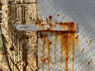 Close up of rusty metal door