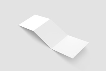 Square Z Fold Trifold Blank Mockup