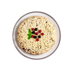 Homemade shortcrust berry pie with crumble