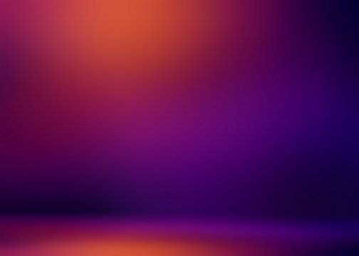 Purple violet red gradient blurred 3d background. Dark room illustration. Abstract wall and floor. Studio interior.