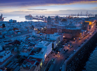 View of illuminated Cadiz town © JackF
