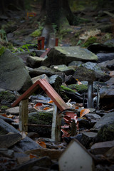 Miniature mills in the woods long exposure