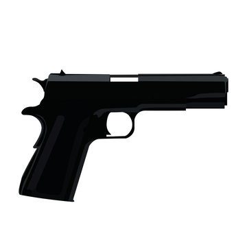 pistol black realistic vector illustration isolated