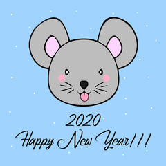New Year's card design of the year 2020 with a cute character.