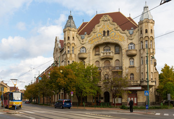 Fototapeta na wymiar Streets of Szeged is colorful landmark