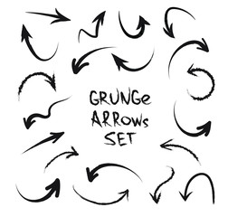 Grunge arrows on white background. Vector hand drawn arrows isolated on white background
