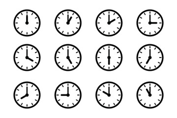 Set of clock icon, isolated icons