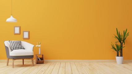 Interior poster mock up living room with colorful white sofa . 3D rendering.