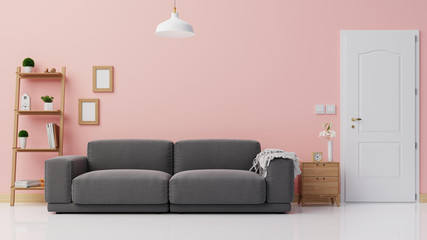 Interior poster mock up living room with colorful white sofa . 3D rendering.