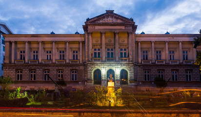 Arges County Museum in night illumination