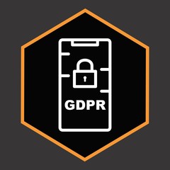 Obraz premium GDPR Mobile Security Lock Icon For Your Design,websites and projects.