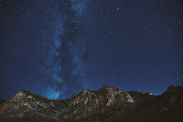 Fototapeta na wymiar Astrophotography. Milky way on mountain background